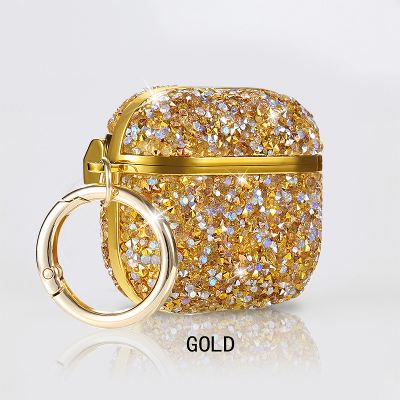 Funda para auriculares con purpurina de diamante de Color para Apple Airpods Pro 4 3 2 1 Bling Sparke funda para auriculares con llavero