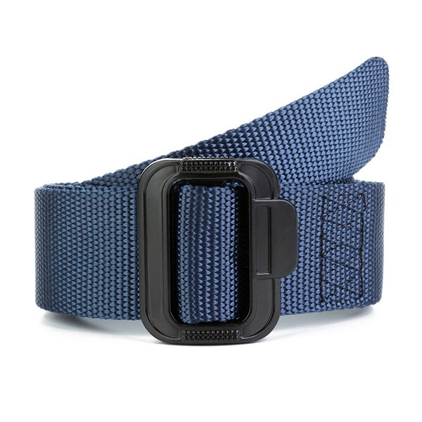 Unisex riem canvas gladde gesp damesriem slijtvaste casual herenriem jeugd student riem: Het donkerblauw / 115cm