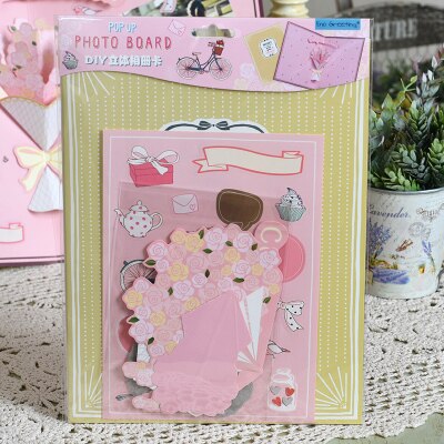 Eno groet pop up card photo board scrapbooking foto 3d kaart voor valentijn verjaardag kaart