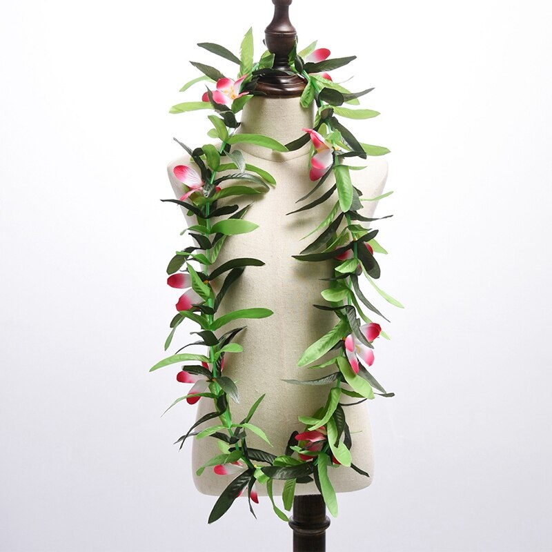 Luau Leis 3 Pcs Artificial Flowers Tropical Hawaiian Lei Leaf Necklaces for Hula Costume and Beach Party