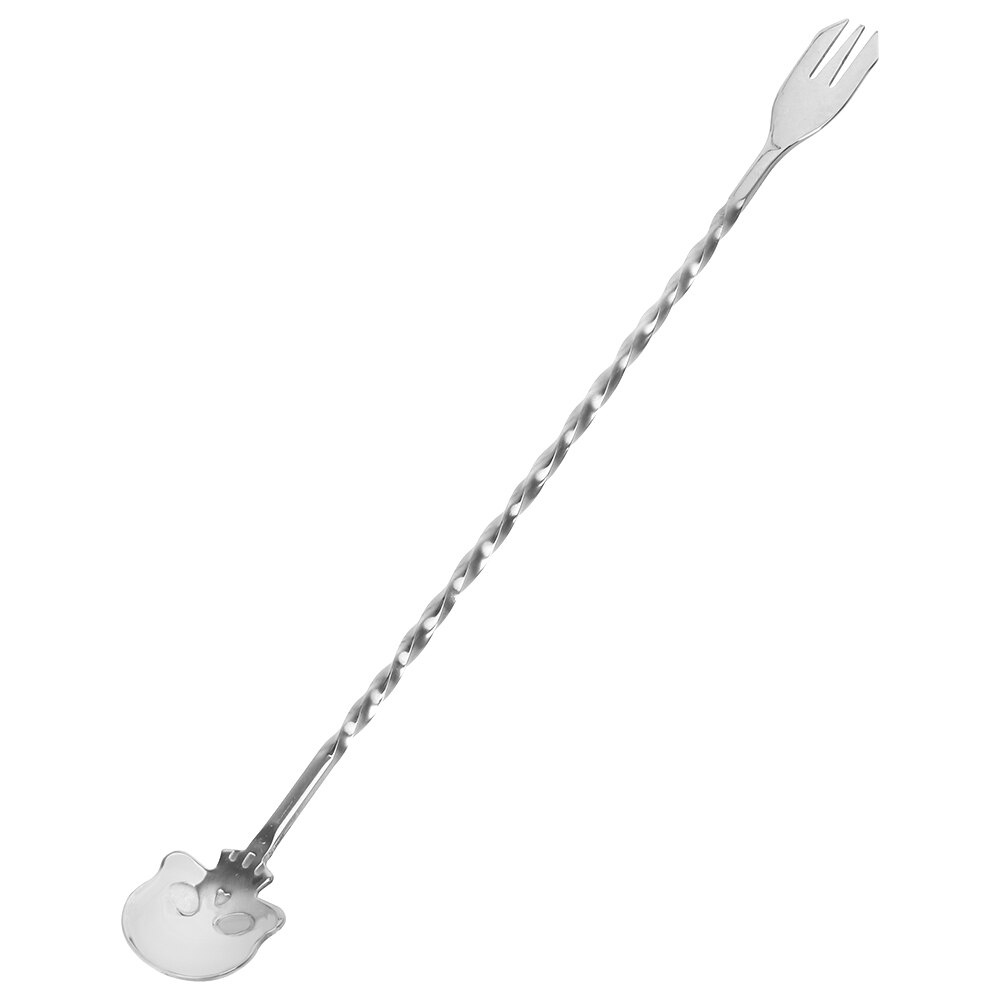 Skull Bar Spoon Swizzle Sticks Cocktail Pick Stirrer Bar Spoon Mixing Fork 25cm Stainless Steel Bartender Kitchen Tools