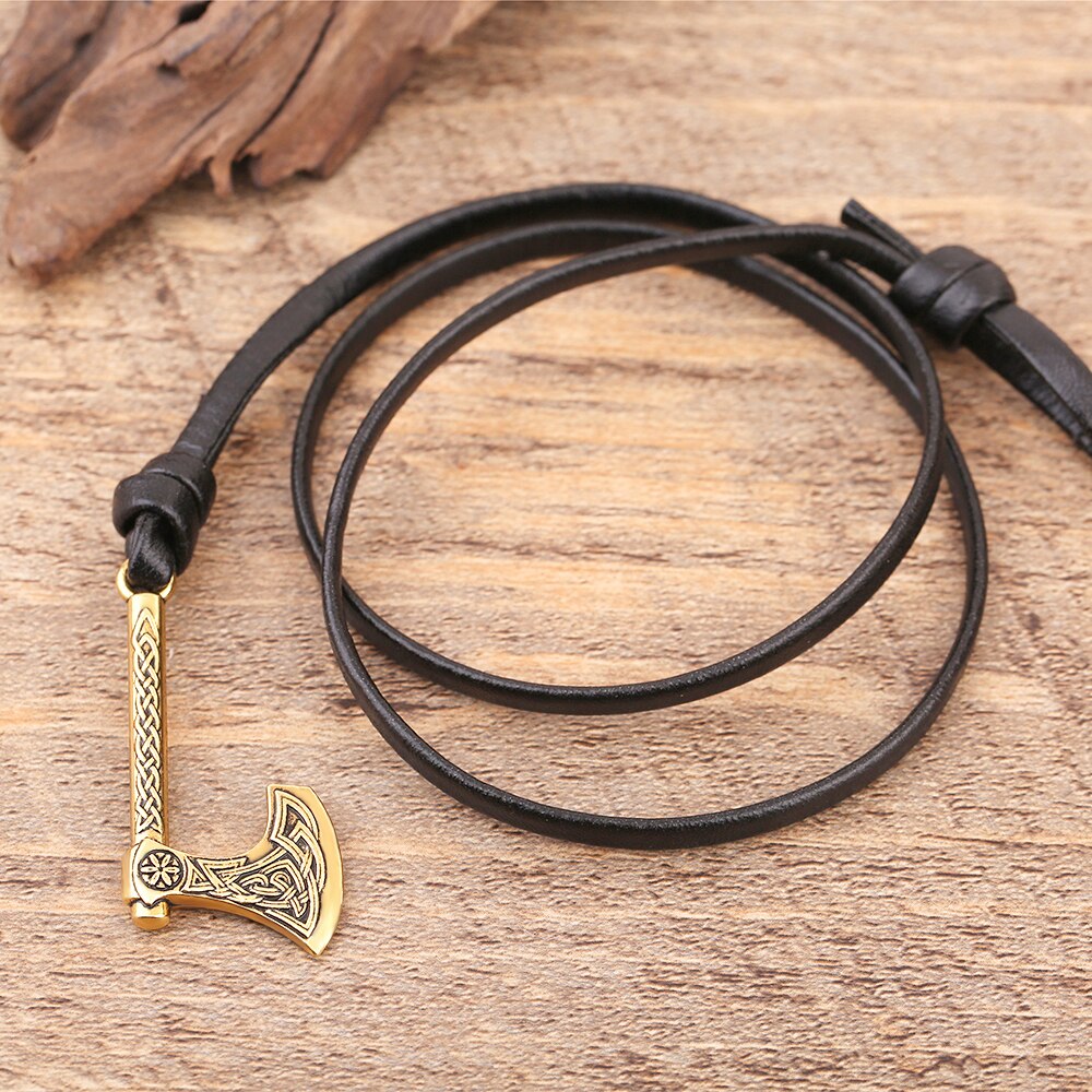 Dawapara hache de Perun amulette divinité slave du tonnerre et de la foudre dieu Perun Viking bijoux hommes Bracelets en cuir femmes