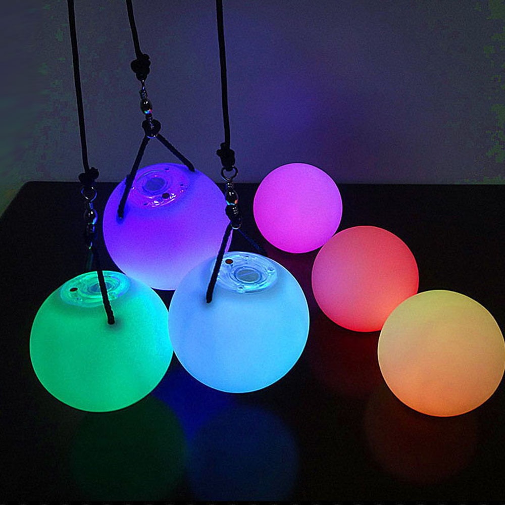 Led poi bollar för eld show magdans bollar rgb glöd poi kastade hand rekvisita scen performance tillbehör party dj light