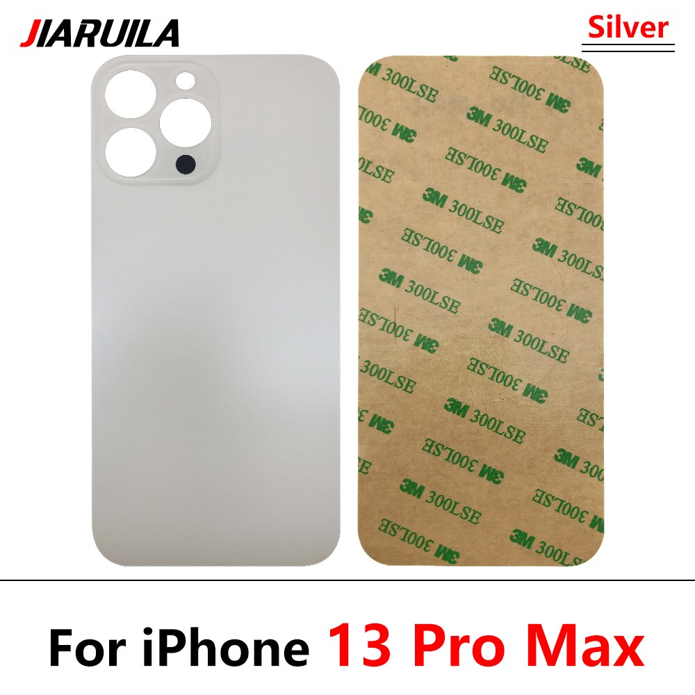 Big Hole powrót bateria drzwi tylna pokrywa szklana pokrywa baterii Case z klejem zamiennik dla iPhone 13 Pro Max: For 13Pro Max Silver