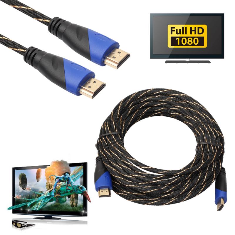 ALLOYSEED Cable HDMI trenzado conexión chapada en oro V1.4 AV 1080 P HD 3D para PS3 Xbox HDTV 10 m /15 metros