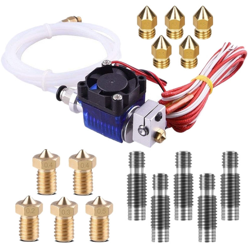 V6 Hotend Full Kit TopDirect 3D Printer J-Head V6 End with Cooling Fan Extruder Print Head Stainless Steel Nozzle Throat for: Default Title