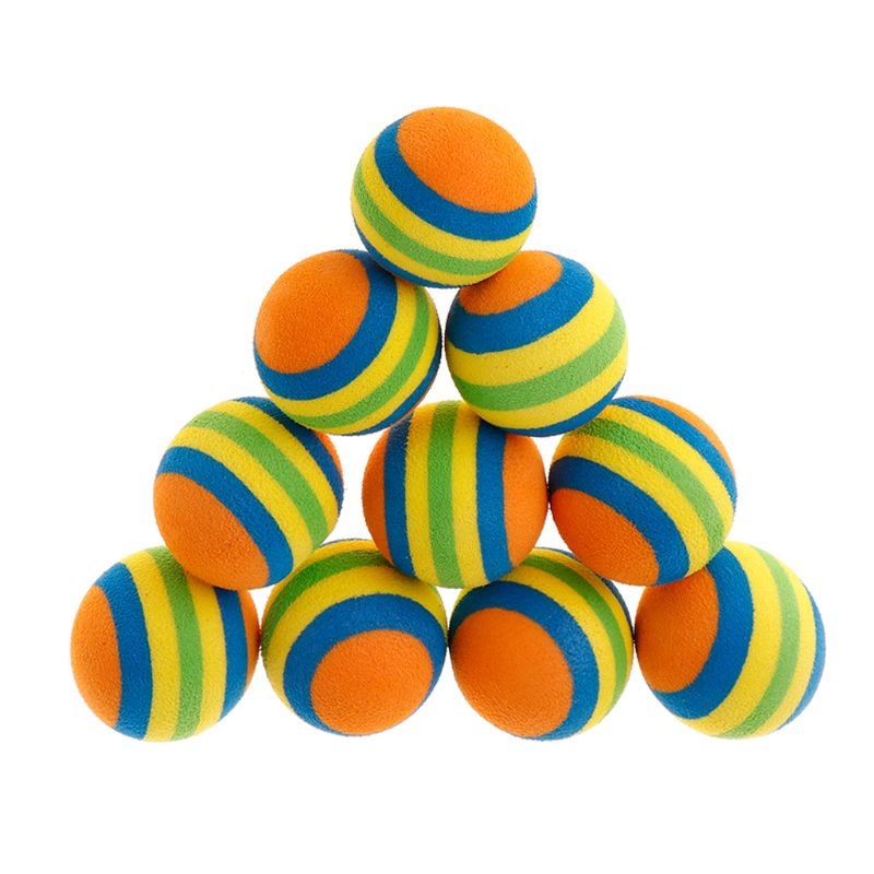 10 Pcs/Set Rainbow Ball Pet Toys EVA Soft Interactive Cat Dog Puppy Kitten Play Funny Colorful Chew Balls Pets: Orange