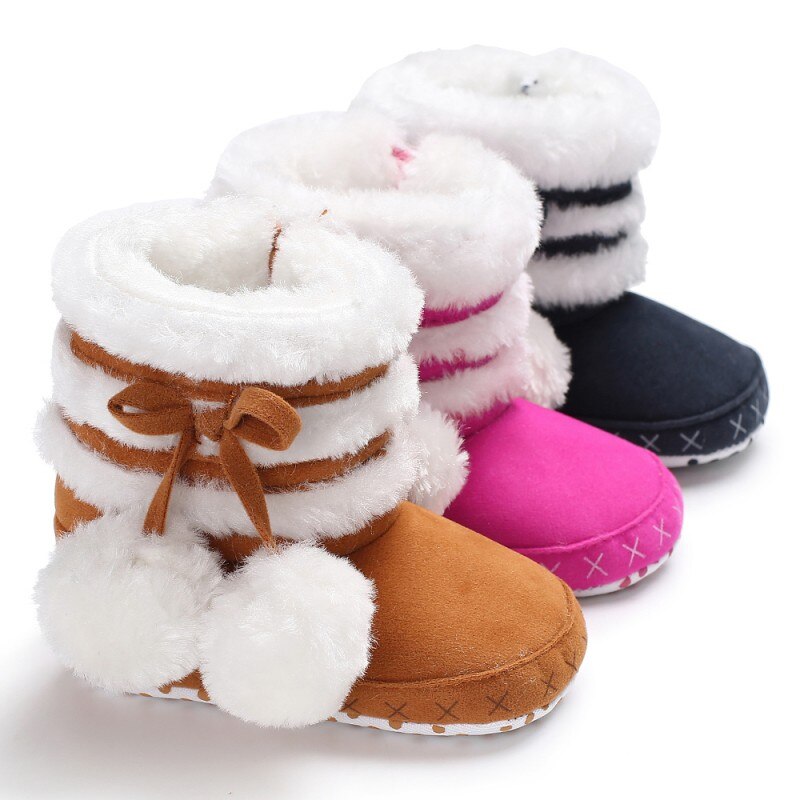 Nette Kugel Winter Stiefel Weichen Boden Baby Baumwolle Baby Warme Patch Stiefel