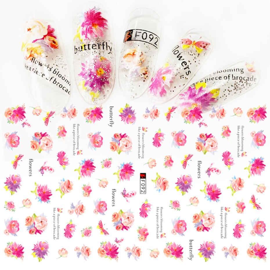 Feuilles autocollantes Sakura pour ongles, rose, motif de fleurs de cerisier 3D, Simple, pour manucure, magnifique, décoration de styliste, BEF129: F092