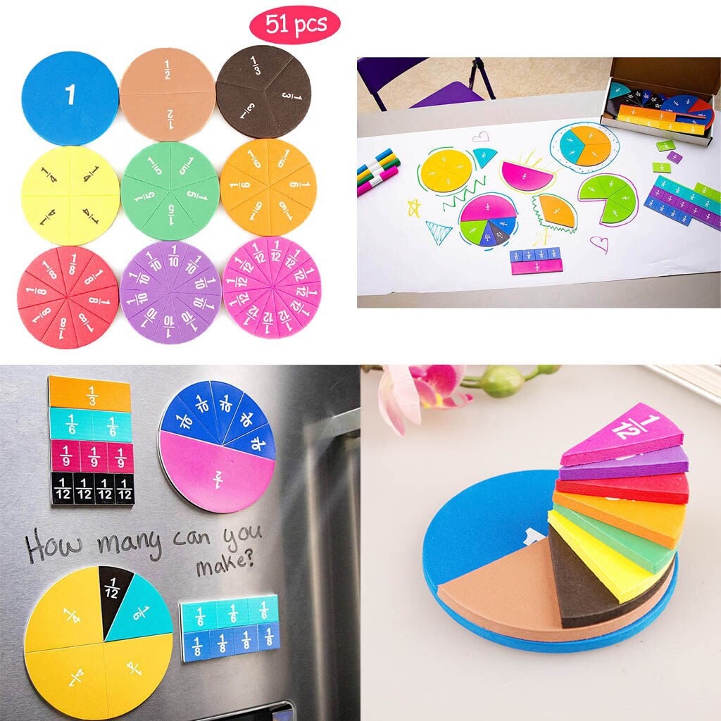 Set Of Circular EVA Fractions Tiles Counting Kids Early Learning Number Teaching