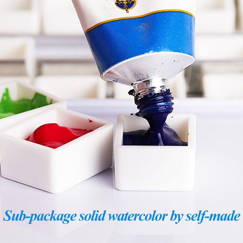 Art Watercolor Pigment Paint Grid Empty Full/Half Pan/Grid/Block/Case/Box 14/24/48pcs Empty Iron Box Subpackage Storage Box Tool
