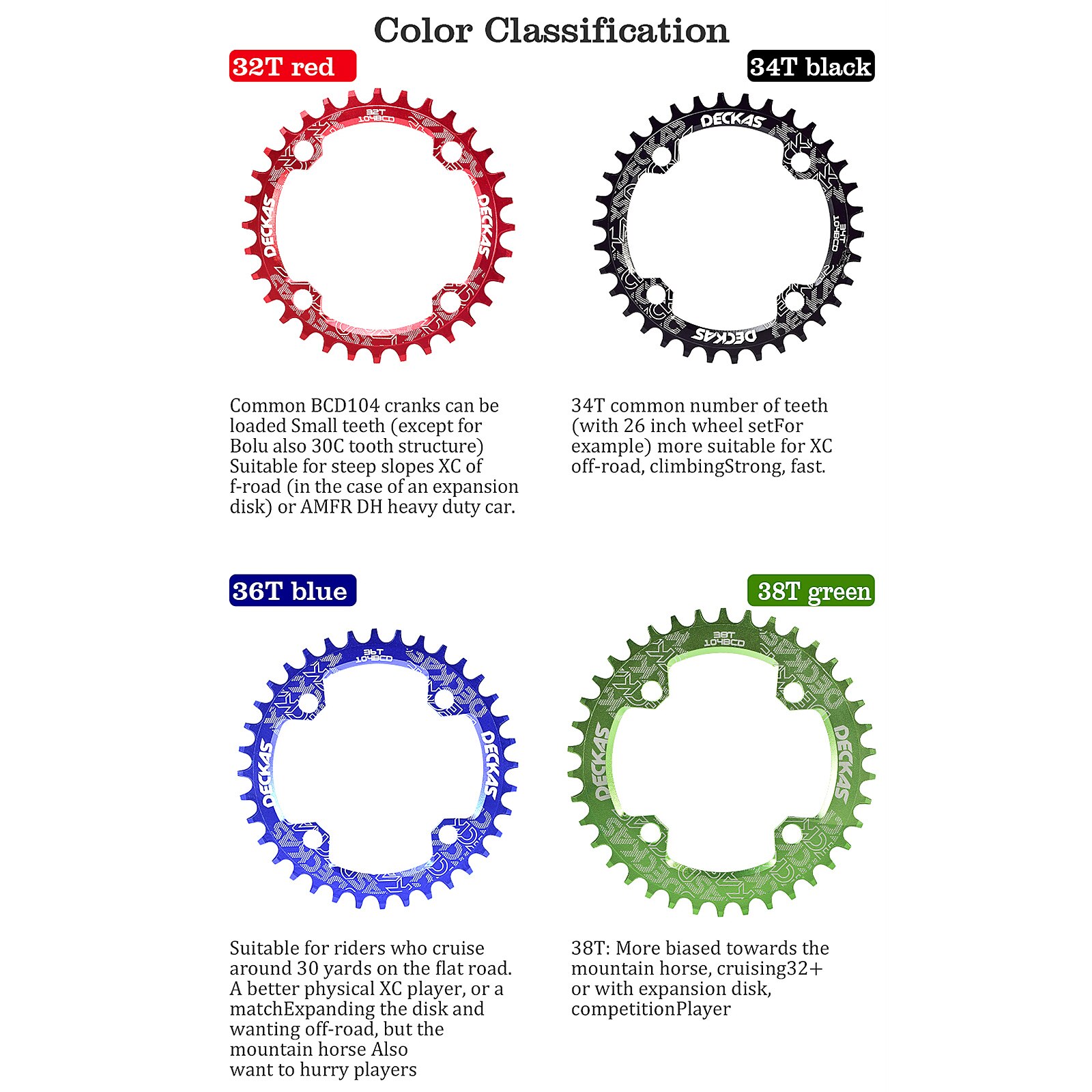Round Narrow Wide Chainring Gear Bicycle Disc 36T 104BCD Oval Plate Crankset 104bcd Multi-color Single Speed Chainwheel