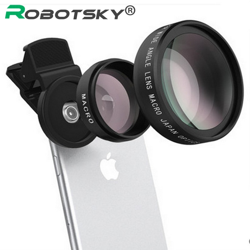 Phone Lens Kit 0.45X Wide Angle + 10X Macro Lens Clip-on Cellphone Camera Without Dark Corner For All Phone