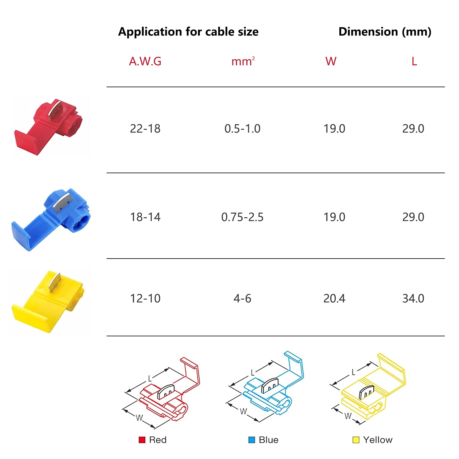 50 Stuks Draad Kabel Connectors Scotch Lock Elektrische Quick Splice Terminals Crimp Niet-destructief Zonder Breken Lijn AWG 22-18