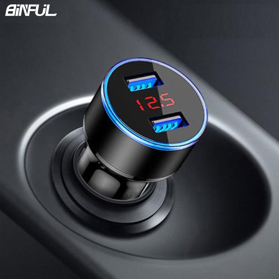 LED Display Dual USB Car Charger Output 3.1A Snel Opladen Mobiele Telefoon Travel Adapter Aansteker DC 12-24 V Auto Telefoon Oplader