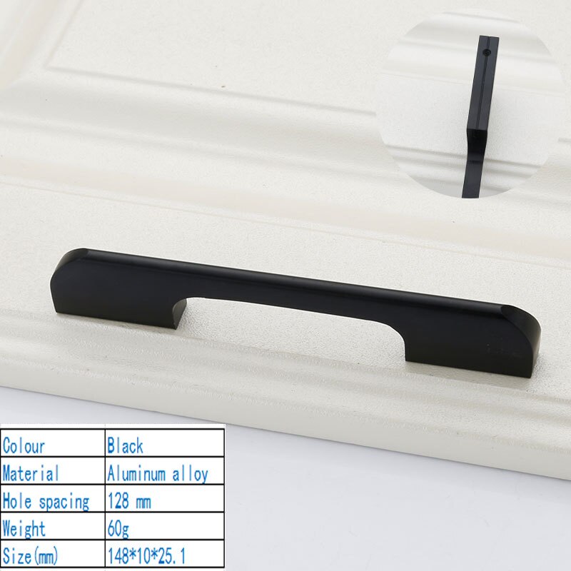 Pomos y tiradores de puerta minimalistas y modernos americanos, Tiradores para enfriador de vino, manijas de cocina, manijas para armario, manija para armario: Black 128