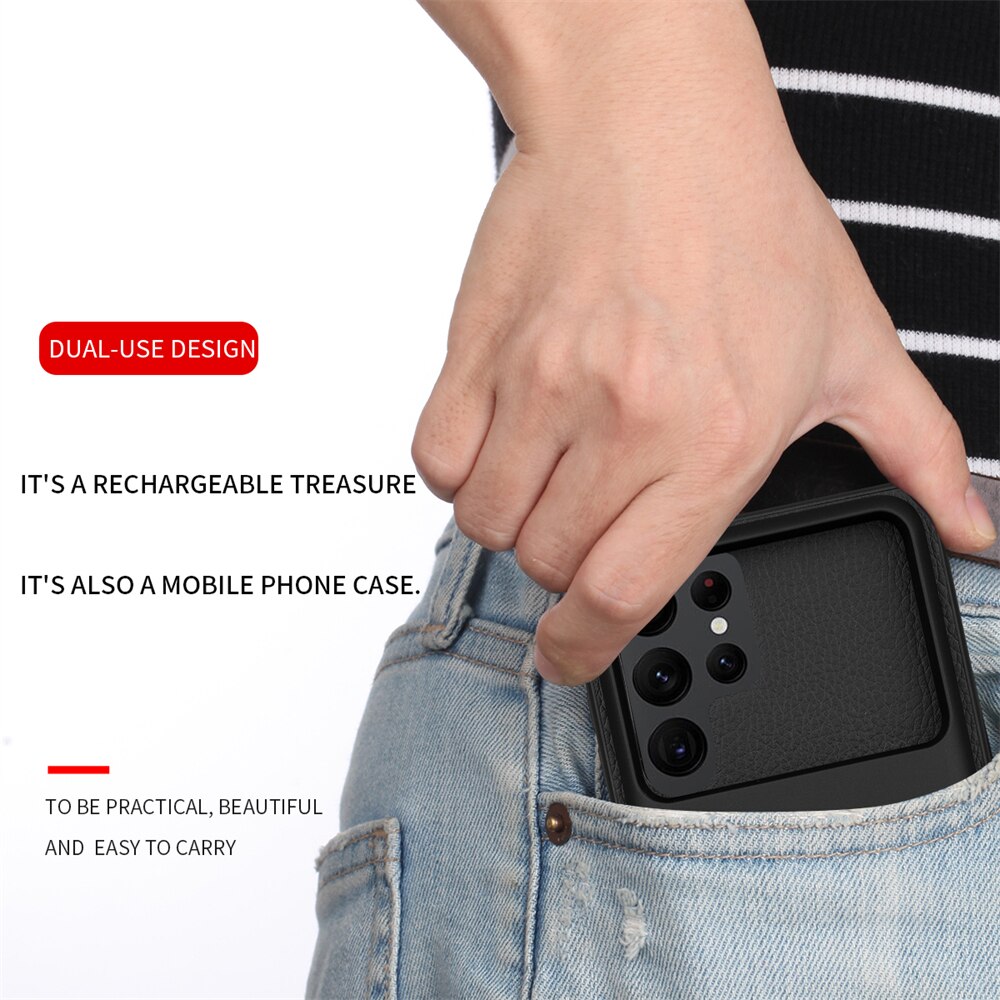 Portable Powerbank Case For Samsung Galaxy S22 Ultra Battery Charger Cases 5000mAh External Battery Power Bank Charging Cover