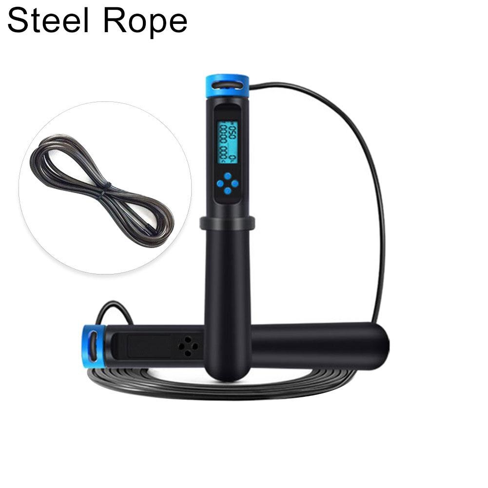Smart Digital Counter Weight Loss Exercise Workout Fitness Jump Skipping Rope: Blue Steel Rope