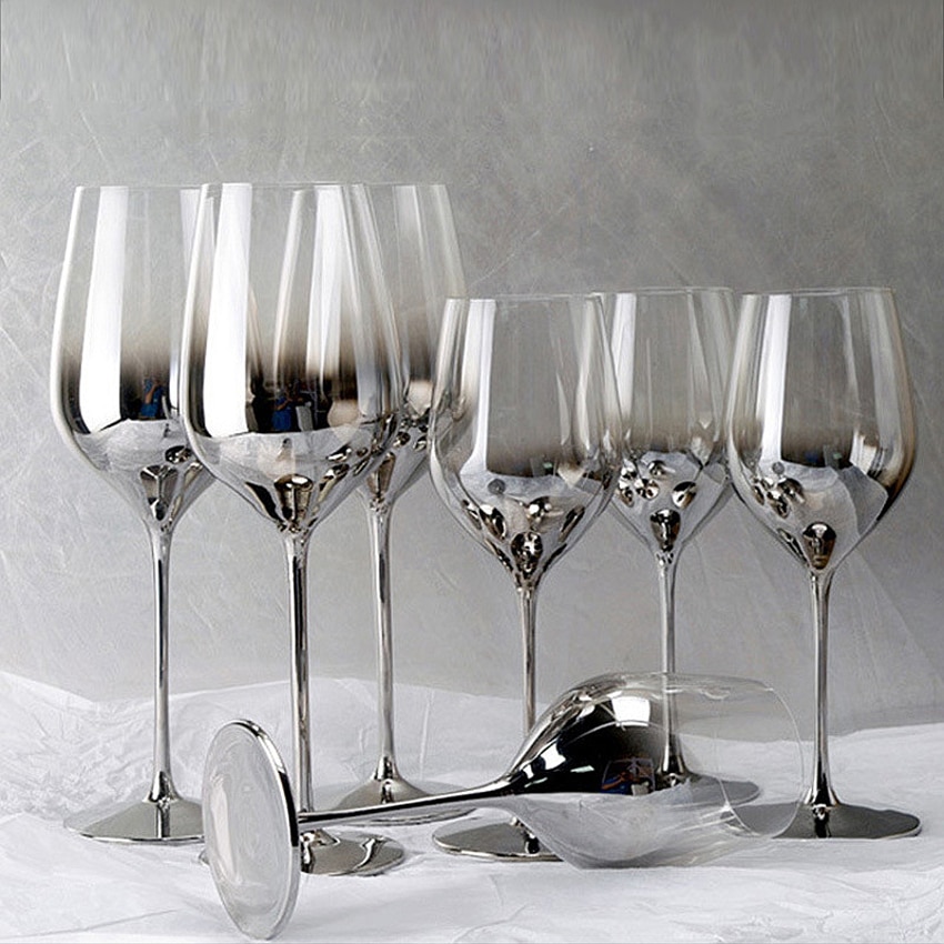 Copa de vino tinto galvanizado de , copa de cristal gris, copas de champán de cristal, vasos de de hotel, de boda