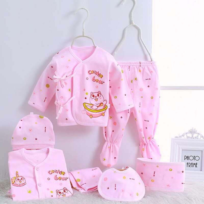 Ensembles de vêtements pour bébés | Ensemble en coton, pour -né fille garçon, chemise + pantalon + barboteuse + chapeau + culottes, ensemble de 7 pièces: CJM026P