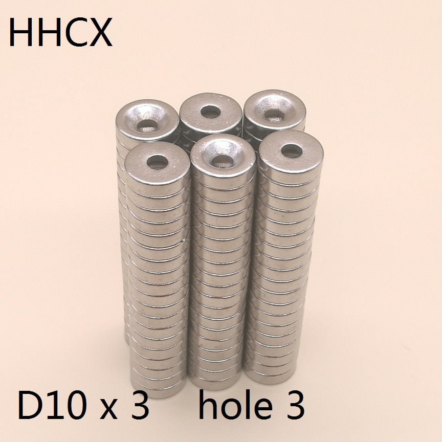 10 20 50 100 stk/parti skivemagnet 10*3 hul 3 n35 d forsænket permanentmagnet 10 x 3 magneter 10 x 3-3 til højttaler