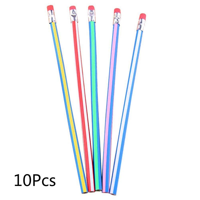 10/5 Pcs Flexibele Bendy Soft Potloden Kinderen Kleurrijke Strepen Hoge Gestreepte Magic Leuke Bocht Pen Gebogen Creatief Speelgoed Pen: 10pcs
