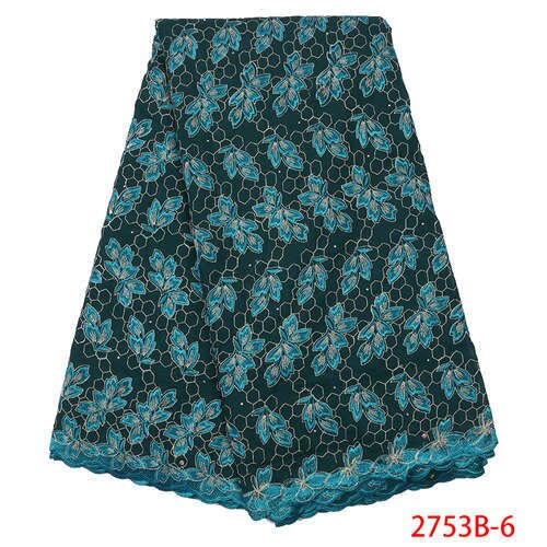 African Dry Lace Fabric Swiss Voile Lace In Switzerland Nigerian Cotton Lace Fabric with Stones KS2753B-4: Picture 6