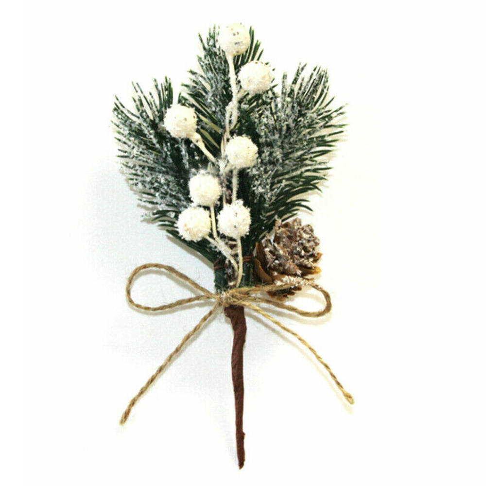 Kerstbessen Kunstmatige Dennenappel Kerstversiering Simulatie Nep Bloem Dennenboom Tak Diy Home Party Bruiloft Decor: Fluorescentie Geel
