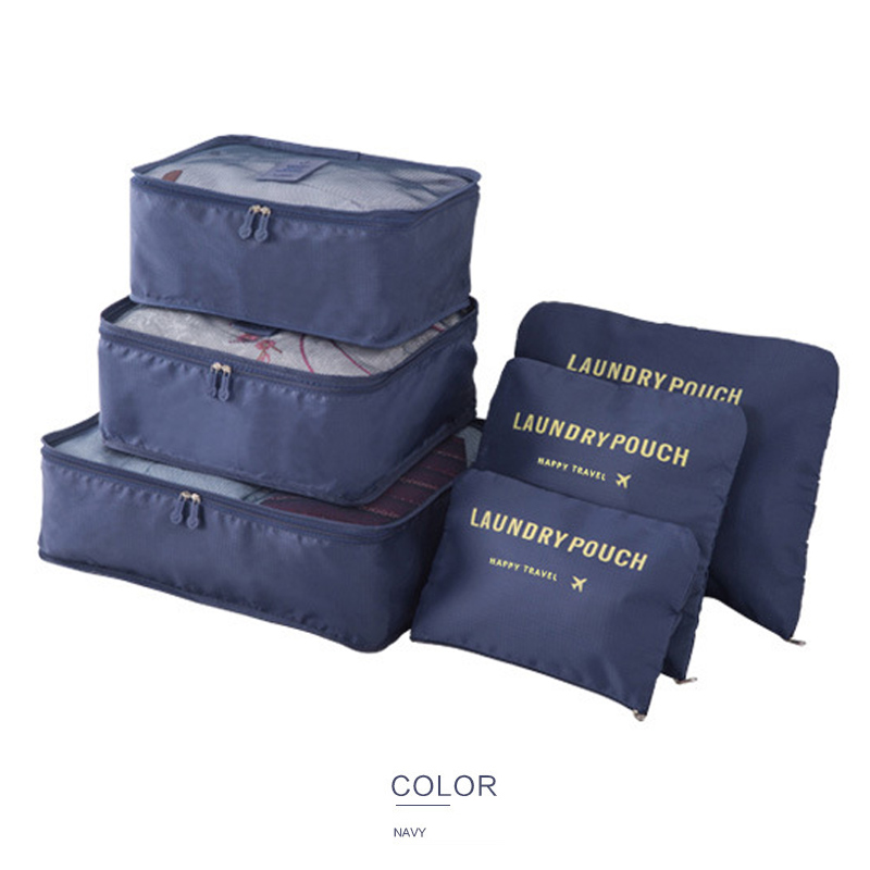 6/ PCS Travel Storage Bag Clothes Tidy Organizer Suitcase Pouch Travel Bag Case Shoes Packing Cube Bag luggage bag: Dark blue