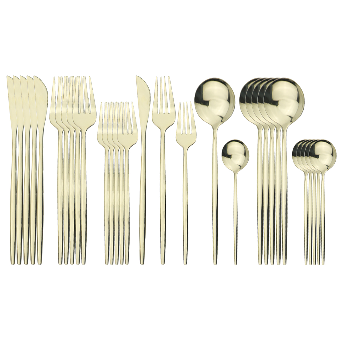 30Pcs Roze Goud Bestek Set 304 Rvs Servies Set Mes Dessert Vork Lepel Bestek Set Keuken Party Servies set: Champagne