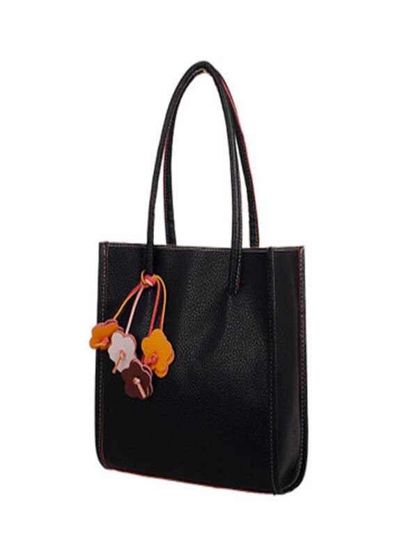 Bolso de hombro cuadrado de gran capacidad para mujer, pochette de piel sintética de , bolso de compras con flores, Bolsa femenina: G