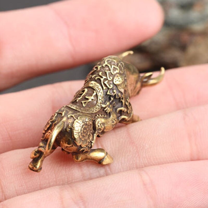Vintage kobber dyr tyr ornament statue kobber miniaturer figurer skrivebord messing diy håndværk boligindretning tilbehør
