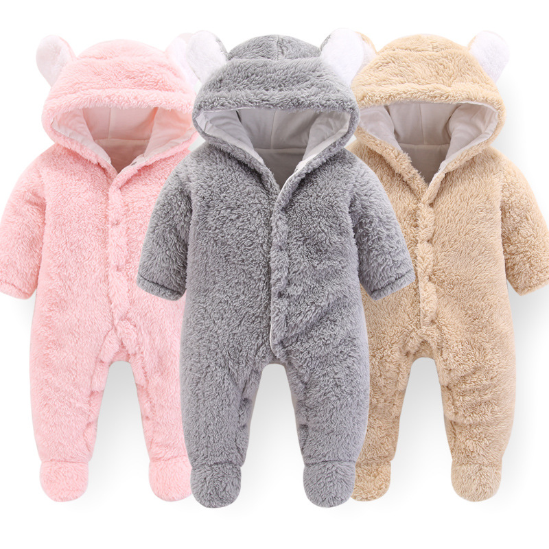 Loozykit Pasgeboren Baby Winter Kleding Baby Jongens Meisjes Zachte Fleece Jumpsuit Pasgeboren Bovenkleding Rompertjes Dikker Pyjama Playsuit