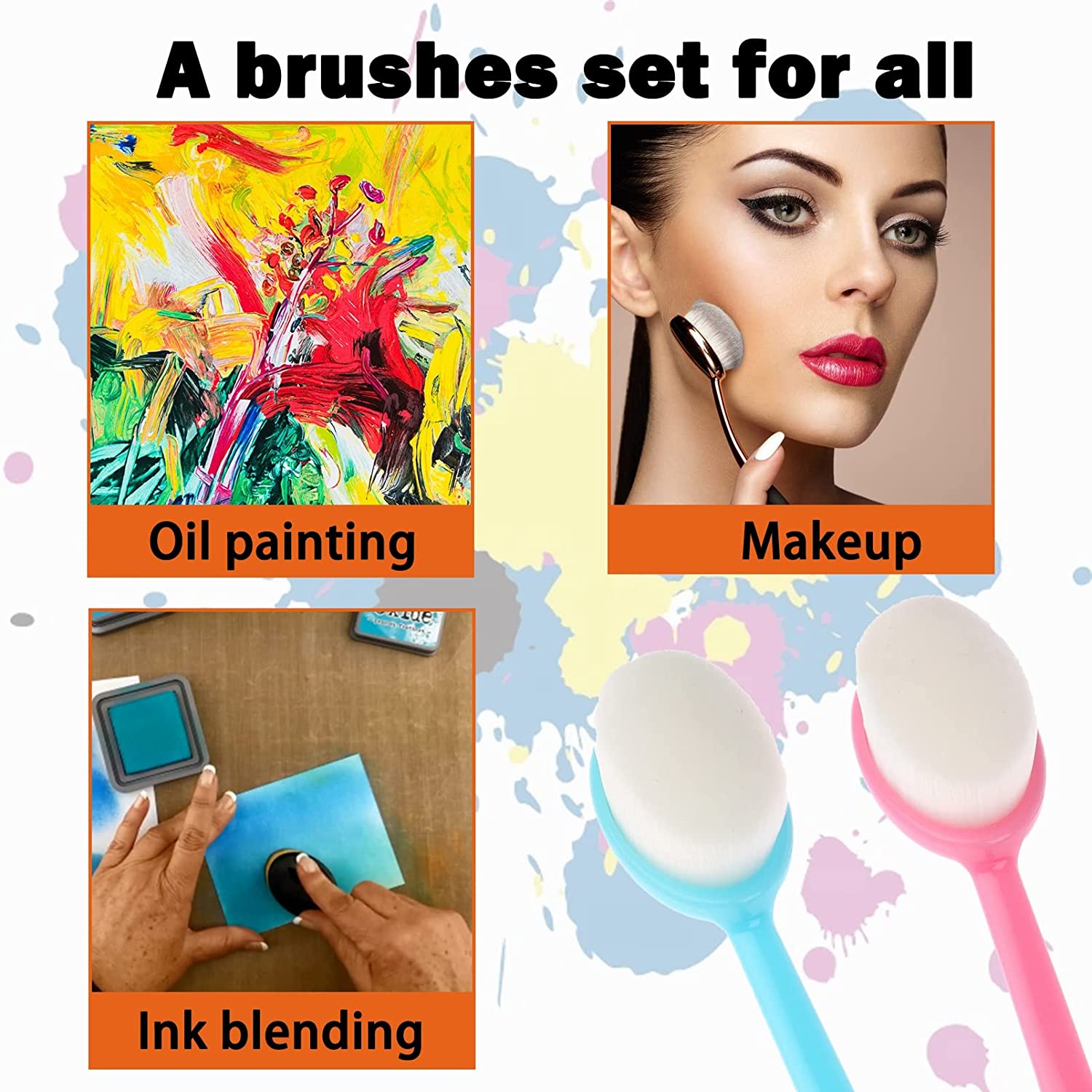 5pcs Blending Brush Stencil Brush Colorful Ink Blender Brush Dyes Blender Soft Bristle Brush for Artist Craft Makeup Painting