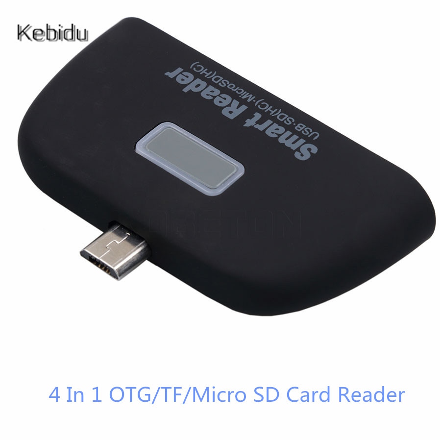 Kebidu 4 In 1 OTG/TF/Micro SD Card Reader USB 2.0 Card Adapter met Micro Usb-poort voor Android SmartPhone