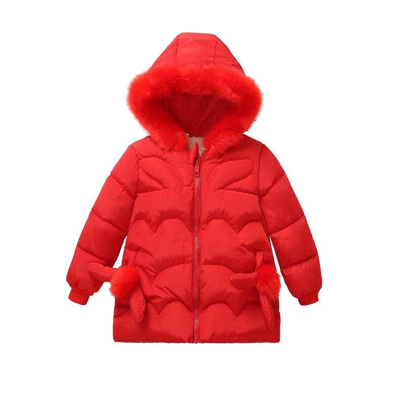 Mode Baby Meisjes Kleding Solid Lange Mouwen Rits Hoodies Coat Donsjack Dikke Winter Warm Tops Outfits 3-8T: B / 4T