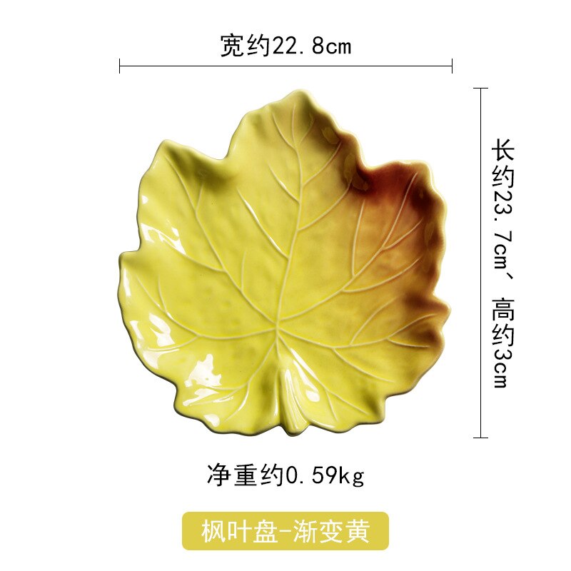 Maple Leaf Vorm Keramische Plaat Roze Magnetron Beschikbaar Serveerschaal Thuis Creatieve Persoonlijkheid Servies: H