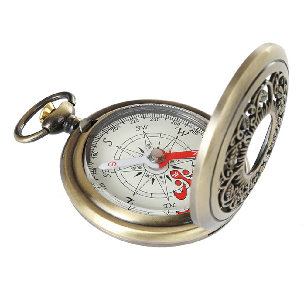 Retro Bronze Pocket Compass Antique Survival Gear for Outdoor Hiking Navigation Retro Pocket Watch Compass Outdoor Tool