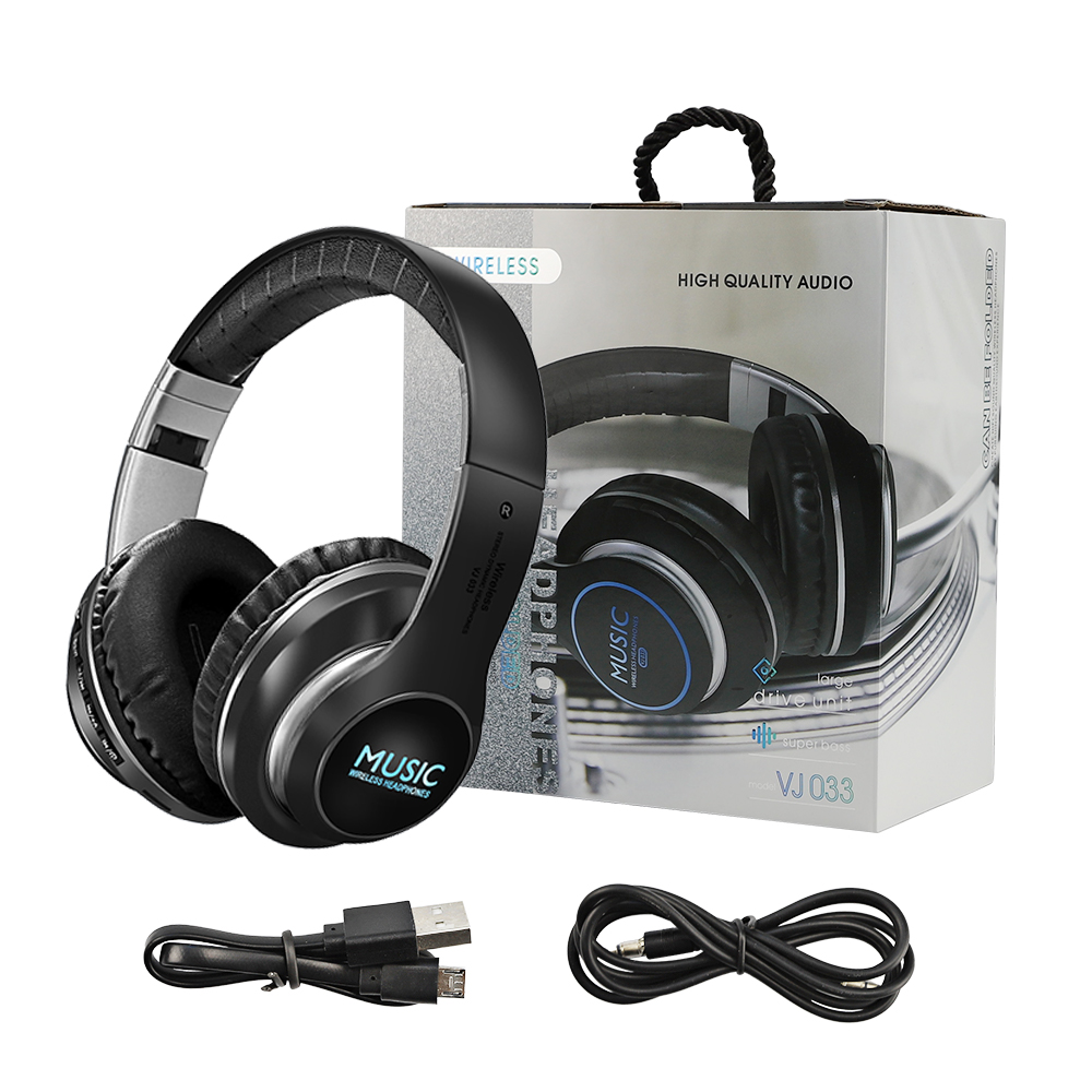 Portable Bluetooth Headphones HIFI Stereo Wireless Earphone Gaming Headsets Over-ear Noise Canceling With Mic Support TF Card: TD-T15-Y-Black