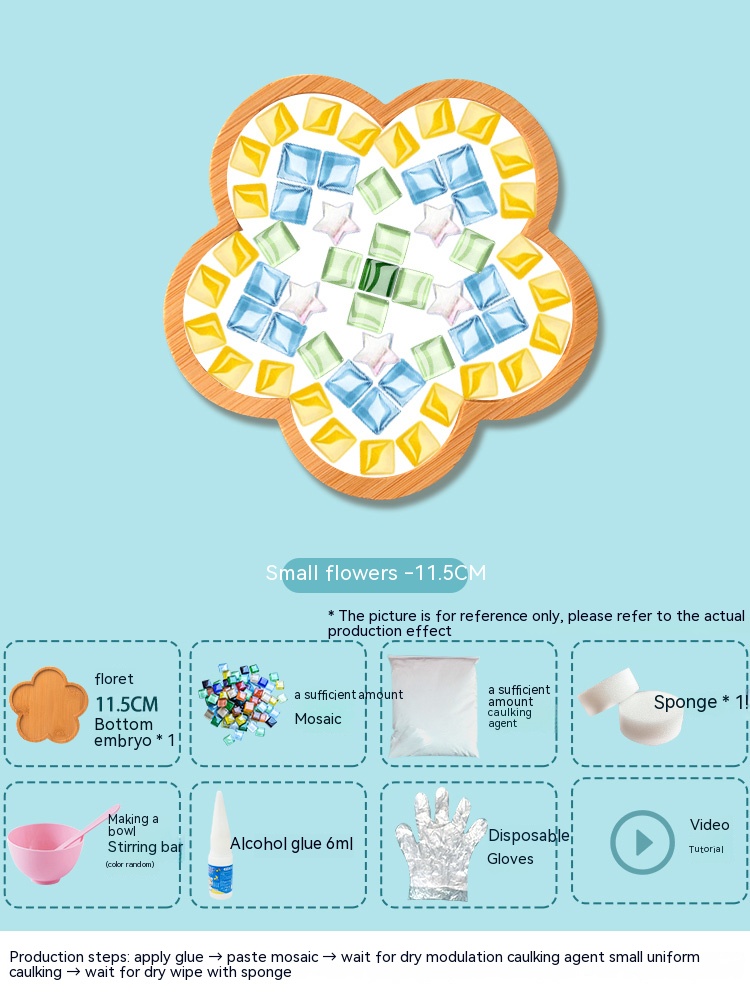 Posavasos de mosaico hecho a mano para niños, bandeja de madera para vajilla, tapete para tazas, artesanía, fácil de hacer, de Navidad: BLANCO