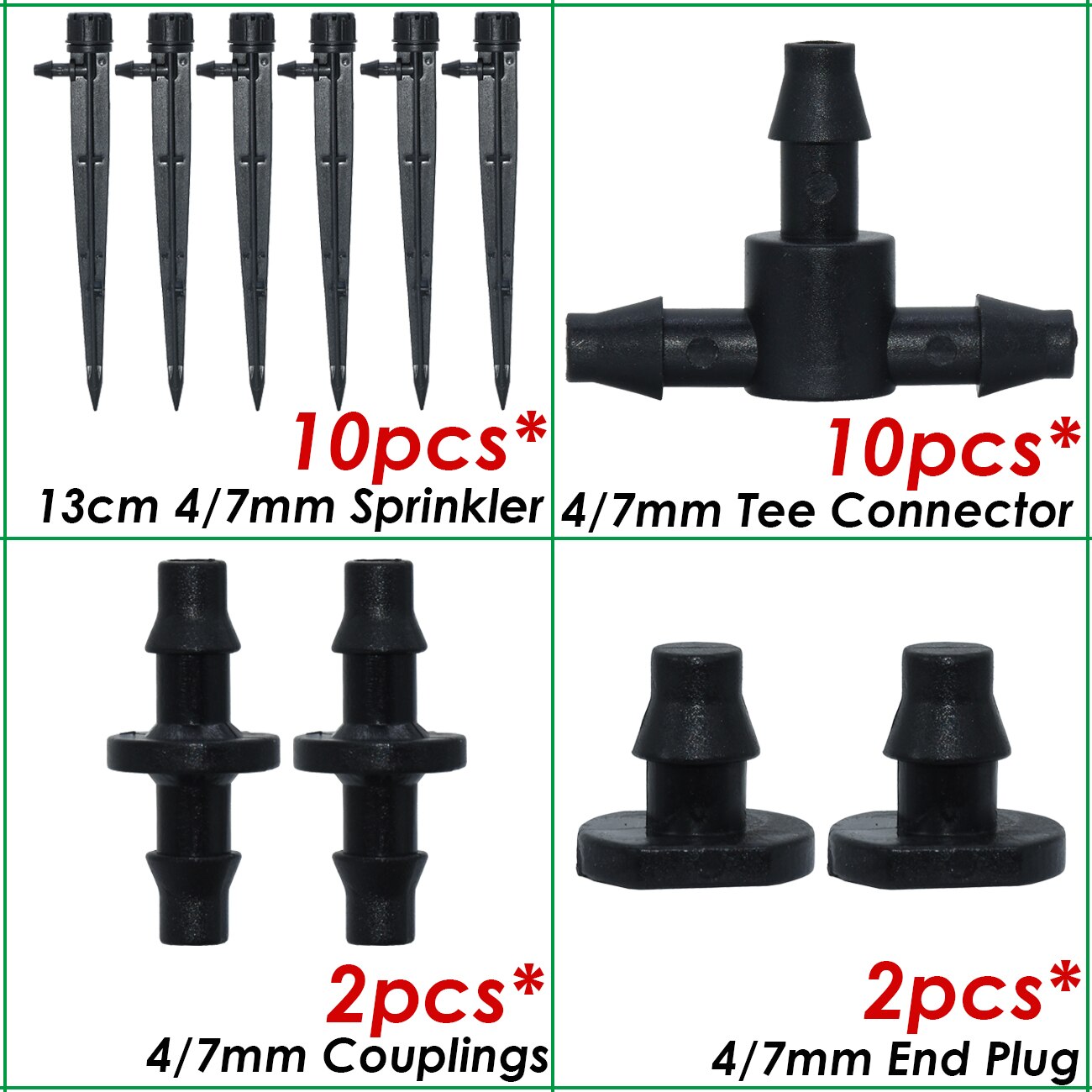 KESLA Garden Drip Irrigation Kit Micro Mist Spray Cooling System 4/7mm Hose Automatic Watering Sprinkler Dripper Tee Connector: Clear