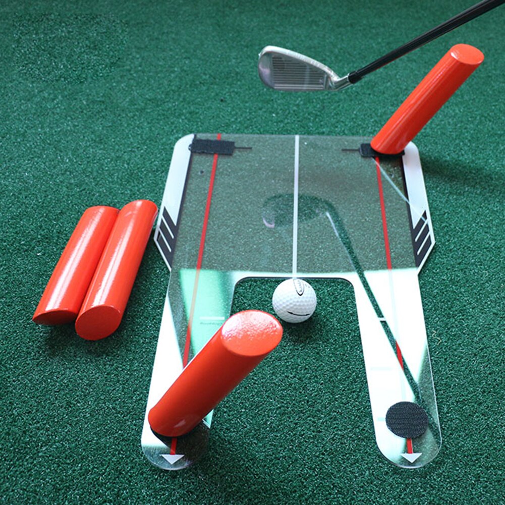 4 Path Rods Flexible Angle Durable Home Office Alignment Chip Pitch Golf Swing Training Aid Transparent Base Guide