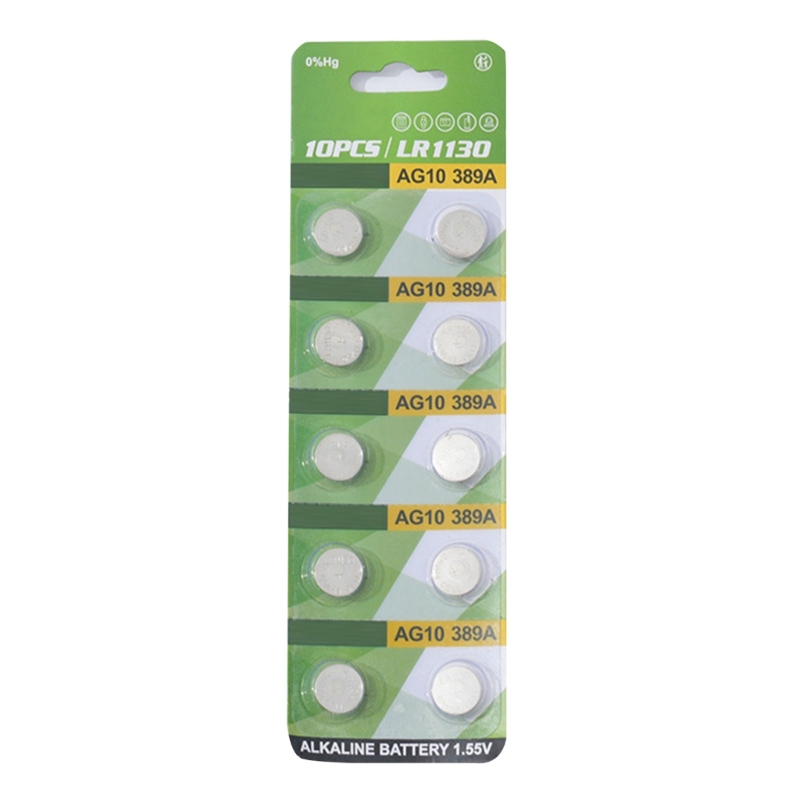 Opakowania zbiorcze po 10 sztuk LR1130 LR41 LR44 Bateria do zegarka Alkaliczne baterie guzikowe Baterie guzikowe do zabawek i: green