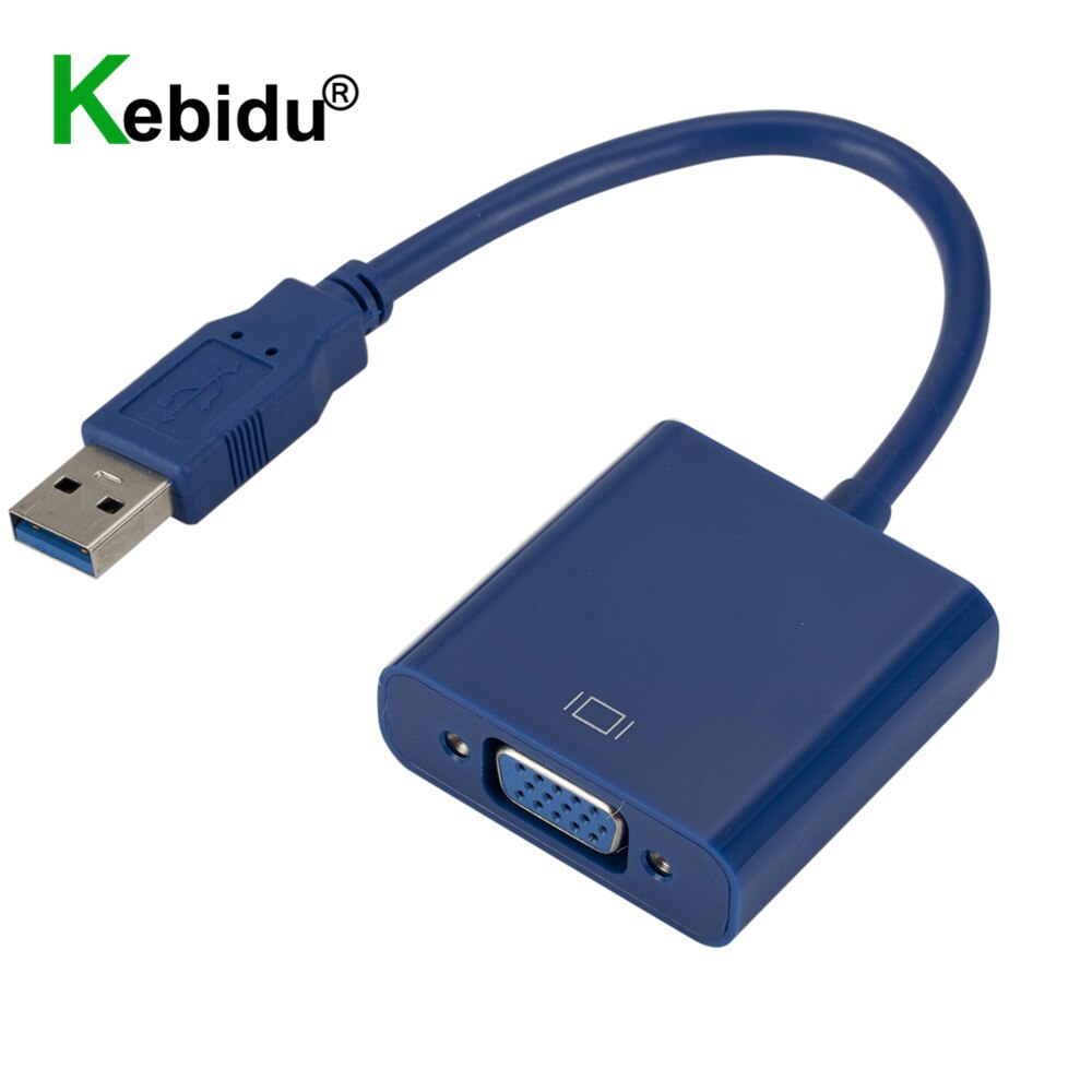 Kebidu USB3.0 to VGA Adapter External Video Cable Multi Display Converter for Win 7/8/10 Desktop Laptop PC Monitor Projector