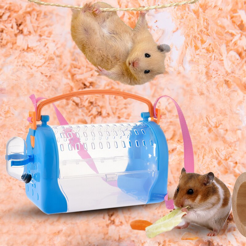 Portable Small Animal Carrier Breathable Travel Cage with Bottle and Feeder For Pets Rat Hamster Hedgehog Chinchilla