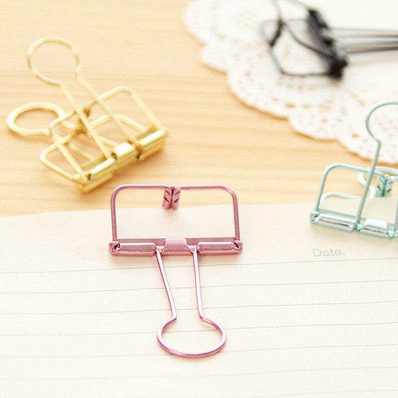 Colorful Metal Hollowed-out Binder Clip Paper Clips Clamp Foldback Clip for Notebook Diary Office Supplies Cute DIY Stationery