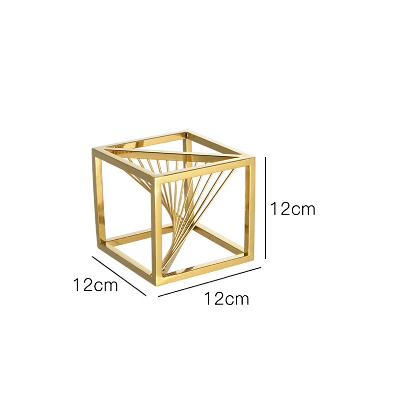 Firkantet metall bryllupsstativ skinnende gullbelegg geometrisk boks bakteppe stativ vei bly metall jern blomsterstativ kakestativ: 12cm