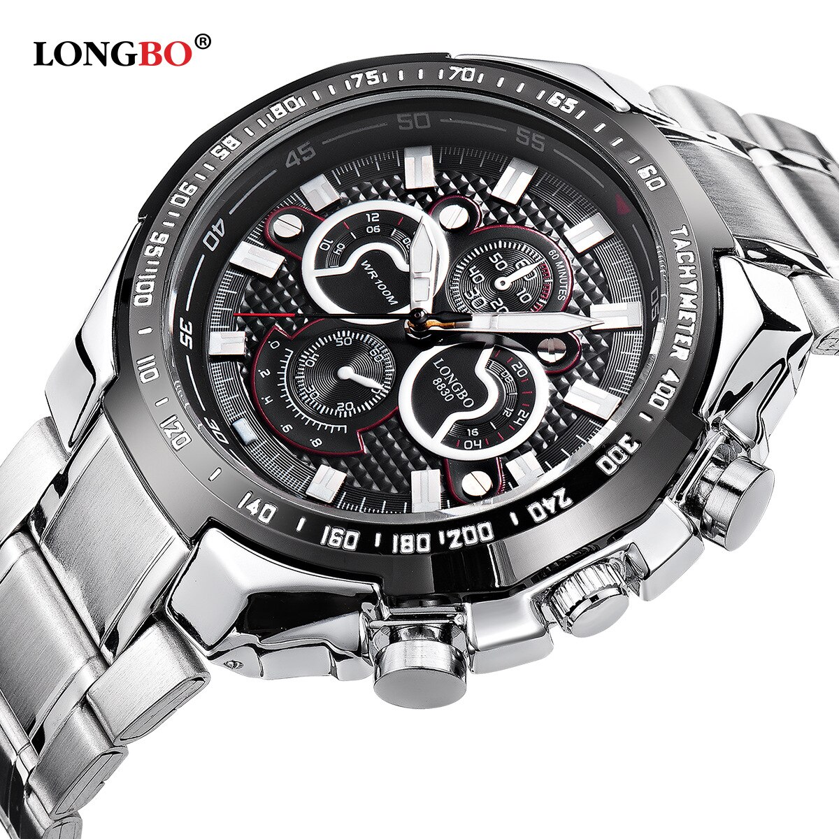 Longbo/8830 Drie-Eye Stalen Riem Heren Horloge Sport Leisure Grote Wijzerplaat Heren Horloge Water Quartz horloge