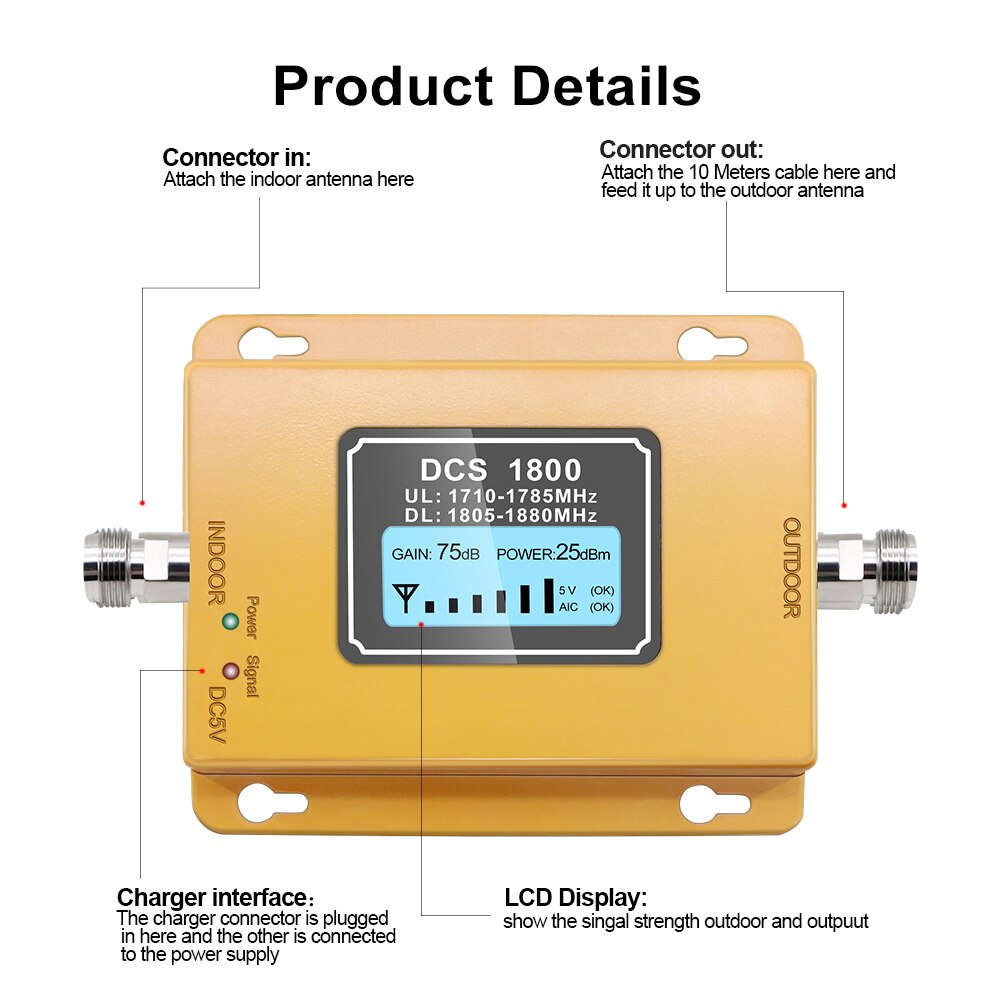 Impulsionador de lcd lte 1800, móvel com display de lcd, 2g/4g lte, dcs 1800mhz amplificador de telefone gsm, impulsionador de sinal