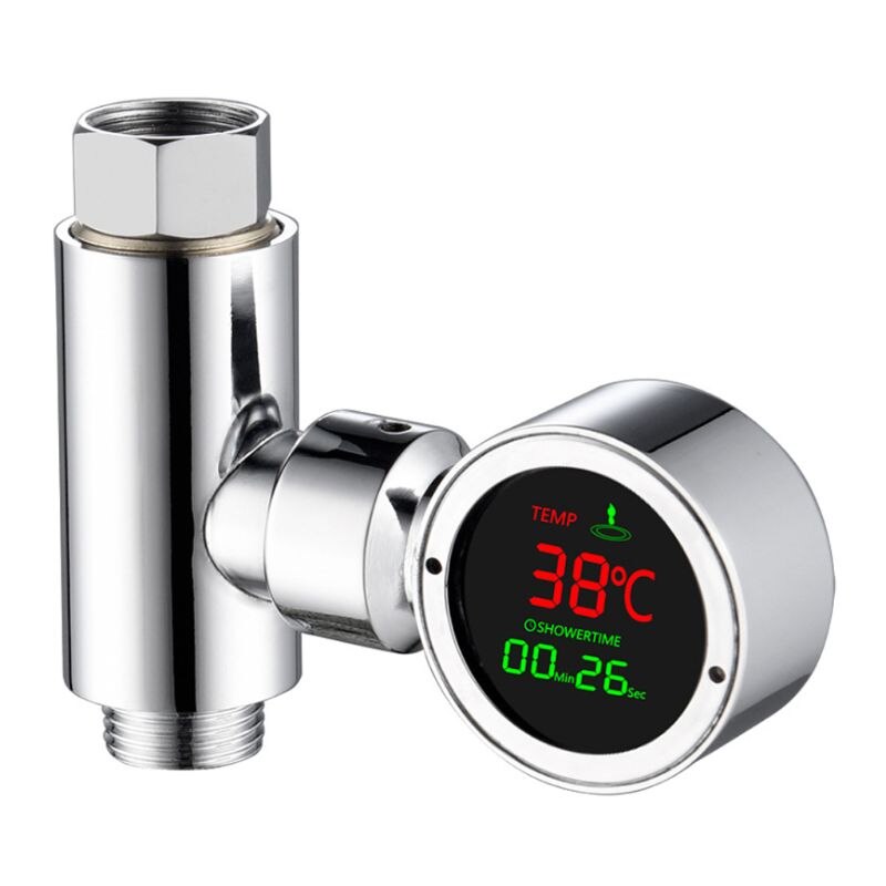 LED Water Shower Thermometer Self-Generating Electricity Bath Temperature Meter: White